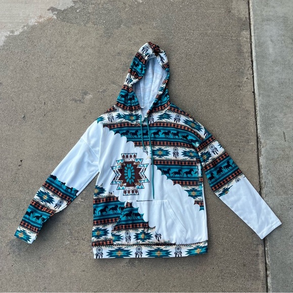 Aztec Print Hoodie - Picture 1 of 3